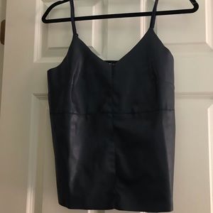 Pleather Navy Tank Top